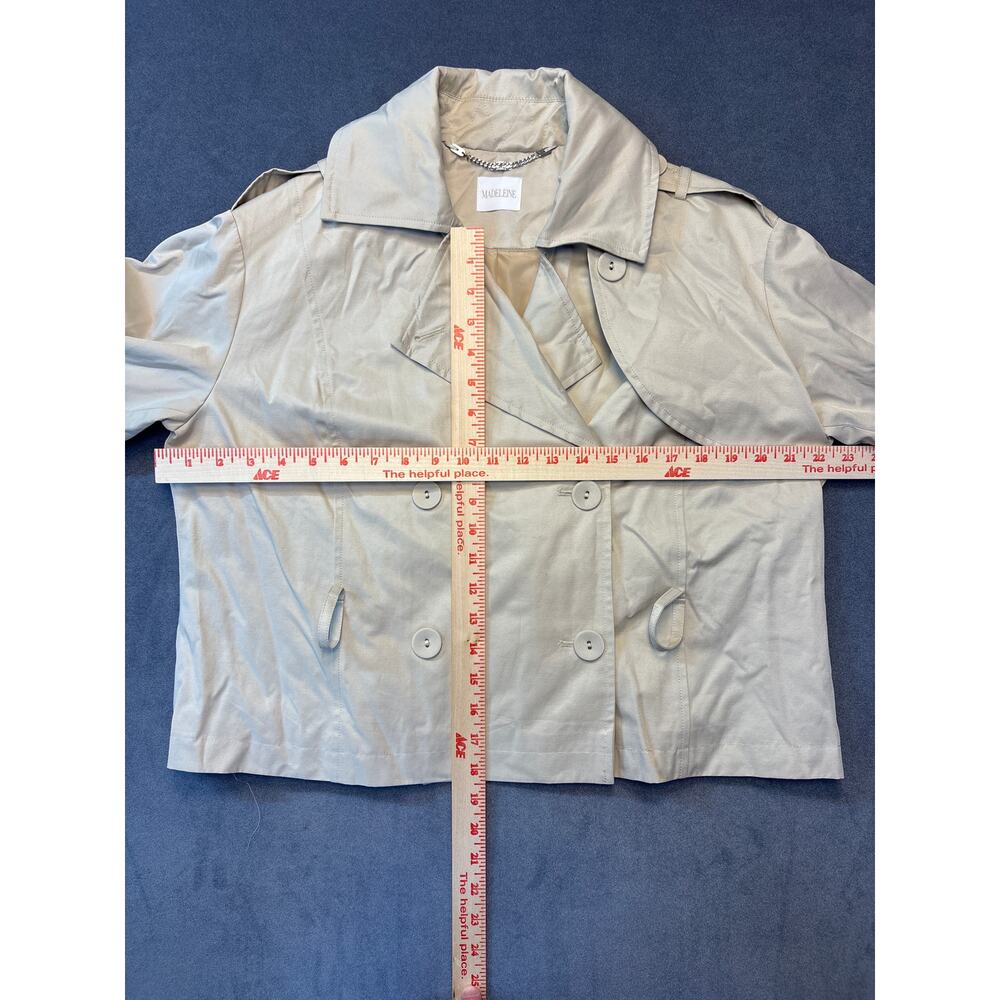 Madeleine Jacket Tan Button Front& Buckle Cuffs (missing belt) See Pics for Size - Picture 6 of 11